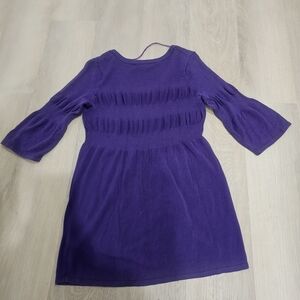 AE City Purple Knit Tunic Top Size X (12)Stretch Viscose Bell Sleeve Scoop Neck